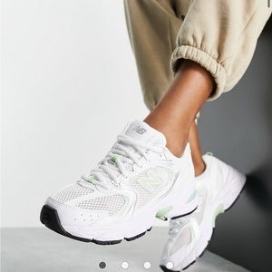 New Balance Unisex  530 Sneakers in White and Pastel Green